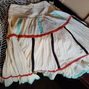 Long Bohemian Zippered Maxi Skirt, Off White